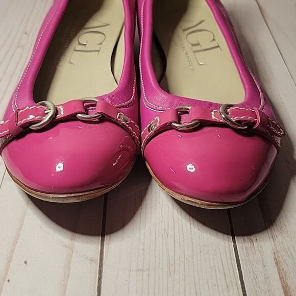 AGL ATTILIO GUISTI LEOMBRUNI 35 EU 5 US Ballet Flats Fuchsia Pink Leather ITALY - Picture 6 of 13